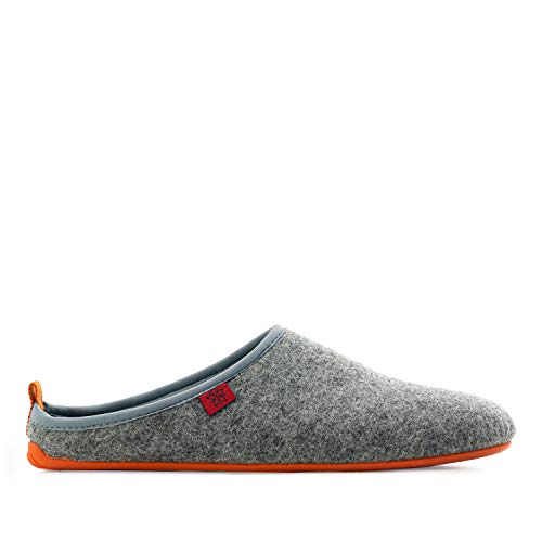 Andres Machado - Zapatillas de Estar por casa para Hombre y Mujer de Invierno - Dynamic- Slippers - para Unisex Adulto - Suela de Goma Vulcanizada Resistente y Antideslizante - Gris y Naranja, EU 43