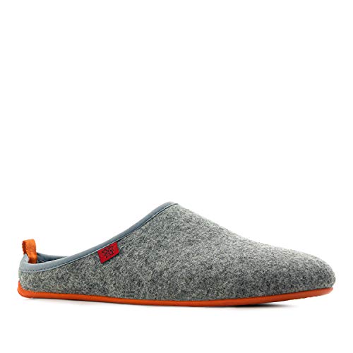 Andres Machado - Zapatillas de Estar por casa para Hombre y Mujer de Invierno - Dynamic- Slippers - para Unisex Adulto - Suela de Goma Vulcanizada Resistente y Antideslizante - Gris y Naranja, EU 43