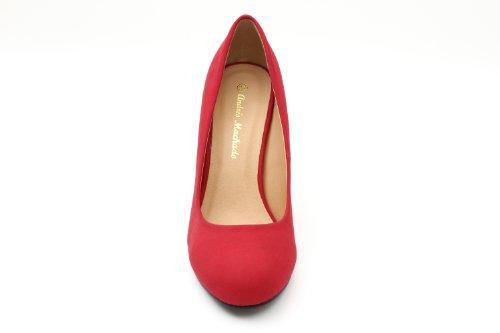 Andres Machado - Zapatos de tacón para Mujer - Tacon de Aguja - ESAM422 - Hora Estilo Retro - Tallas pequeñas, Medianas y Grandes - sin Cordones - Zapato de tacón Peach Rojo. EU 34