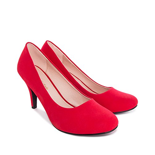 Andres Machado - Zapatos de tacón para Mujer - Tacon de Aguja - ESAM422 - Hora Estilo Retro - Tallas pequeñas, Medianas y Grandes - sin Cordones - Zapato de tacón Peach Rojo. EU 34