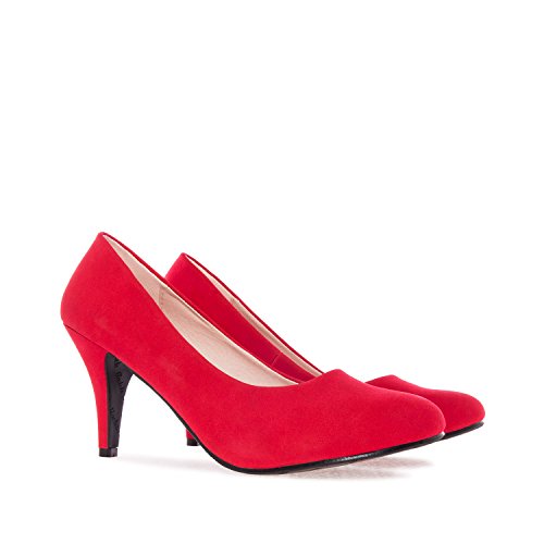 Andres Machado - Zapatos de tacón para Mujer - Tacon de Aguja - ESAM422 - Hora Estilo Retro - Tallas pequeñas, Medianas y Grandes - sin Cordones - Zapato de tacón Peach Rojo. EU 34