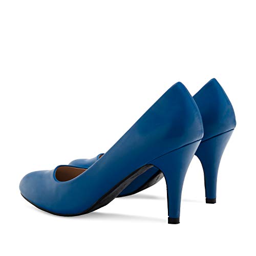 Andres Machado - Zapatos de tacón para Mujer - Tacon de Aguja - ESAM422 - Hora Estilo Retro - Tallas pequeñas, Medianas y Grandes - sin Cordones - Zapato de tacón Soft Azulon. EU 35