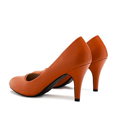 Andres Machado - Zapatos de tacón para Mujer - Tacon de Aguja - ESAM422 - Hora Estilo Retro - Tallas pequeñas, Medianas y Grandes - sin Cordones - Zapato de tacón Soft Terracota. EU 42