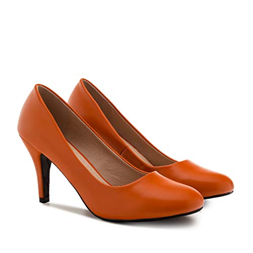 Andres Machado - Zapatos de tacón para Mujer - Tacon de Aguja - ESAM422 - Hora Estilo Retro - Tallas pequeñas, Medianas y Grandes - sin Cordones - Zapato de tacón Soft Terracota. EU 42