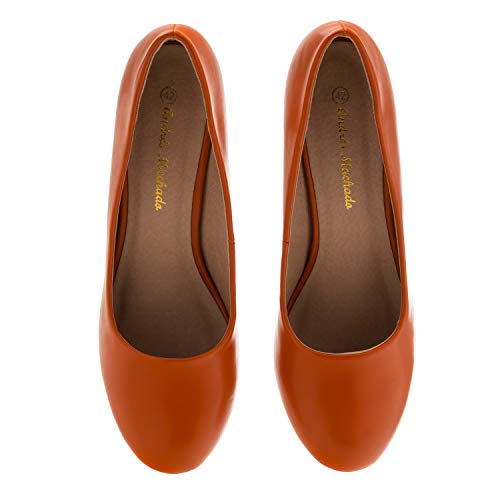 Andres Machado - Zapatos de tacón para Mujer - Tacon de Aguja - ESAM422 - Hora Estilo Retro - Tallas pequeñas, Medianas y Grandes - sin Cordones - Zapato de tacón Soft Terracota. EU 42