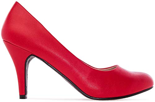 Andres Machado - Zapatos de tacón para Mujer - Tacon de Aguja - ESAM422 - Hora Estilo Retro - Tallas pequeñas, Medianas y Grandes - sin Cordones - Zapato de tacón Soft Rojo. EU 42
