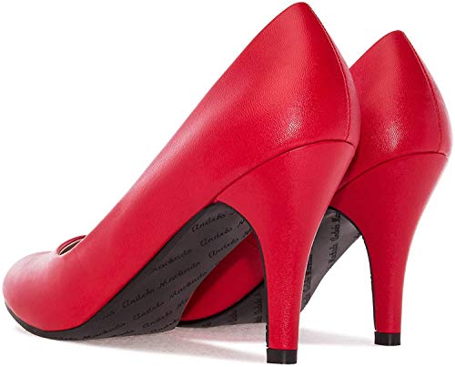Andres Machado - Zapatos de tacón para Mujer - Tacon de Aguja - ESAM422 - Hora Estilo Retro - Tallas pequeñas, Medianas y Grandes - sin Cordones - Zapato de tacón Soft Rojo. EU 42
