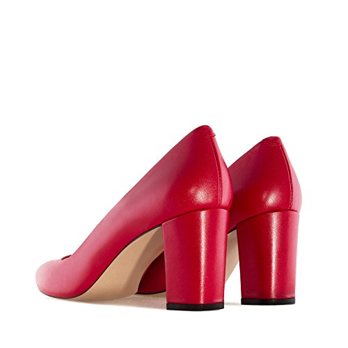 Andres Machado - Zapatos elegantes para mujer/niña - Alba - Zapatos altos con tacón / tacones de piel - Made in Spain - EU 32 hasta 35/42 hasta 45, color Rojo, talla 43 EU