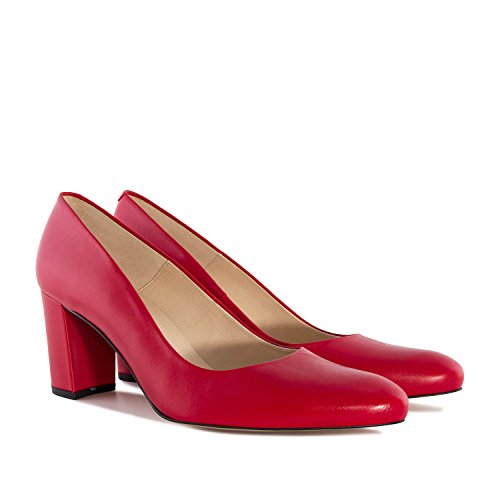 Andres Machado - Zapatos elegantes para mujer/niña - Alba - Zapatos altos con tacón / tacones de piel - Made in Spain - EU 32 hasta 35/42 hasta 45, color Rojo, talla 43 EU