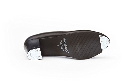 ANGELITOS Zapatos Sevillana Profesional Piel Negro Punta Tacón Metálicos, Mod.303, Calzado Made In Spain. (37)
