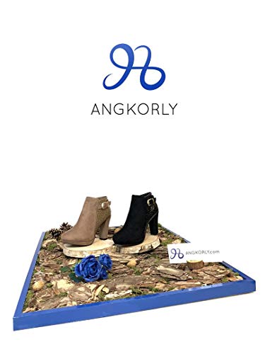 Angkorly - Zapatillas Moda Botines Botas Biker - Moto Sexy Tacones Altos Mujer Efecto Piel de Serpiente pitón Dorado Tacón Ancho Alto 9.5 CM - Negro H545 T 38