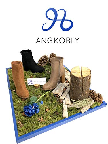 Angkorly - Zapatillas Moda Botines Botas Biker - Moto Tacones Altos Sexy Mujer Simple básica Detalle metálico Tacón Ancho Alto 10 CM - Negro C626 T 36