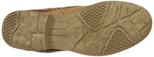 Angkorly - Zapatillas Moda Botines Cavalier Bimaterial Mujer Zapato Acolchado Nodo Camuflaje Talón Tacón Ancho 3 CM - Camel F1059 T 36