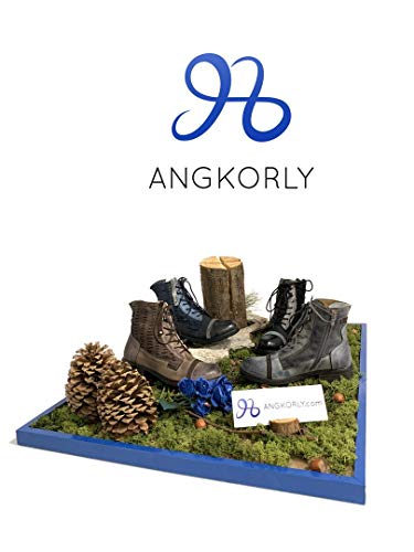 Angkorly - Zapatillas Moda Botines Deportivos Botas Militares Stile Vendimia Vendimia/Retro Mujer Perforado Tacón Ancho 3 CM - Khaki F3150 T 38