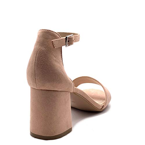 Angkorly - Zapatillas Moda Sandalias Tacón escarpín Tacones pequeños Casual/Informal Glamour Mujer Tanga básica  Tacón Ancho Alto 7 CM - Rosa FC-65 T 41