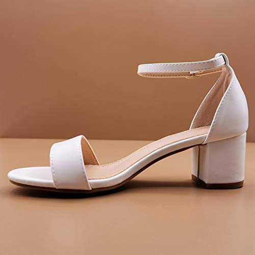 Angkorly - Zapatillas Moda Tacón escarpín Sandalias Glamour La Noche Elegante Mujer Tanga Simple básica Bloque 6 CM - Blanco YU180 T 39