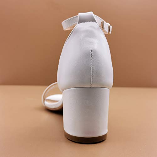 Angkorly - Zapatillas Moda Tacón escarpín Sandalias Glamour La Noche Elegante Mujer Tanga Simple básica Bloque 6 CM - Blanco YU180 T 39