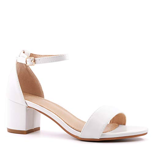 Angkorly - Zapatillas Moda Tacón escarpín Sandalias Glamour La Noche Elegante Mujer Tanga Simple básica Bloque 6 CM - Blanco YU180 T 39
