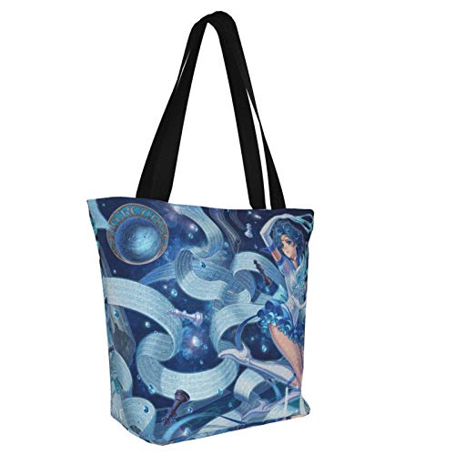 Anime Sailor Moon Mizuno Ami Bolso de hombro impreso 3D de gran capacidad multiusos reutilizable de lona bolsos de compras Bolsas de hombro para mujeres