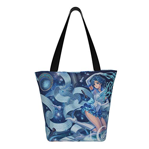 Anime Sailor Moon Mizuno Ami Bolso de hombro impreso 3D de gran capacidad multiusos reutilizable de lona bolsos de compras Bolsas de hombro para mujeres