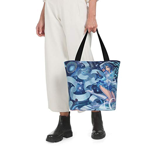 Anime Sailor Moon Mizuno Ami Bolso de hombro impreso 3D de gran capacidad multiusos reutilizable de lona bolsos de compras Bolsas de hombro para mujeres