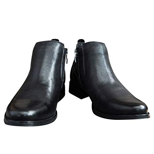ANUFER Hombres Genial Retro Piel Genuina Botines Chelsea Zapatos de Vestir Negro SN01905 EU43