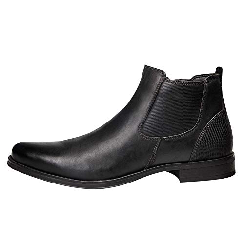 ANUFER Hombres Genial Retro Piel Genuina Botines Chelsea Zapatos de Vestir Negro SN01905 EU43