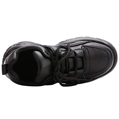 ANUFER Mujer Plataforma Alta con Cordones Casual Zapatos de Deporte Negro SN02920 EU38