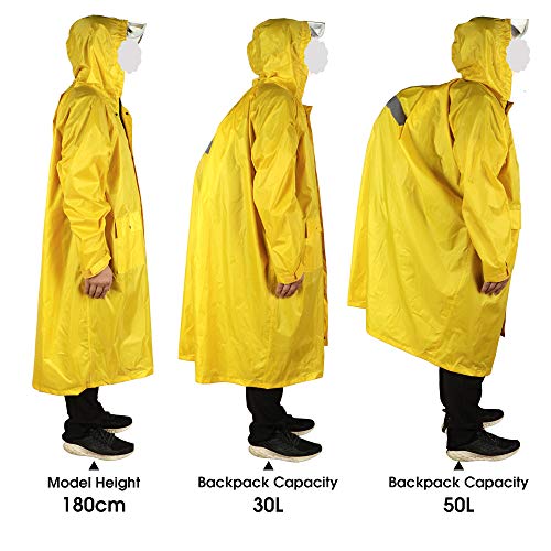Anyoo Unisex Rain Coat Senderismo Impermeable Empaquetado Impermeable Largo
