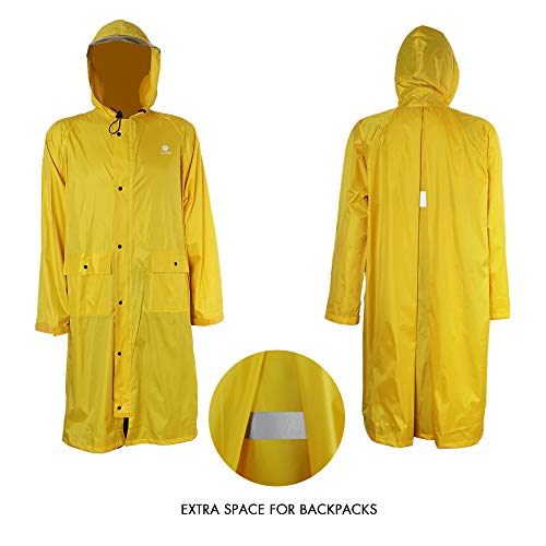 Anyoo Unisex Rain Coat Senderismo Impermeable Empaquetado Impermeable Largo