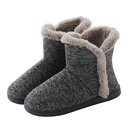 AONEGOLD Zapatillas casa para Unisexo Antideslizante Pantufla Invierno Suaves Peluche Caliente(Gris,41-42 EU)