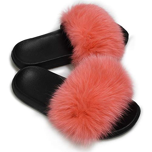 AONEGOLD Zapatillas de Felpa Pantuflas de casa Mujer Invierno Verano Sandalias Slippers Suave Open Toe Chanclas Mullidas (Rosa,36/37 EU)