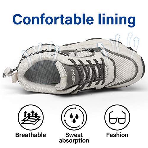 AONEGOLD® Zapatos de Deporte Mujer Zapatillas de Cuña Zapatillas de Deporte Casuales Damas al Aire Libre Transpirable Plataforma Zapatos(Beige,Tamaño 40)