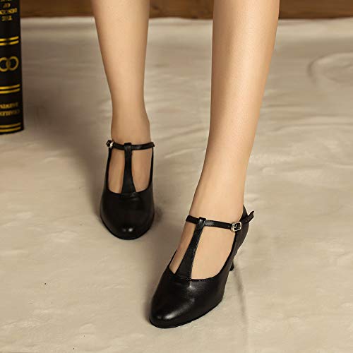 AOQUNFS Zapatos de Baile Latino Mujer Salsa y Bachata Cerrados Zapatos de Baile de Salon,YCL041-QJD-5,Nero,EU35