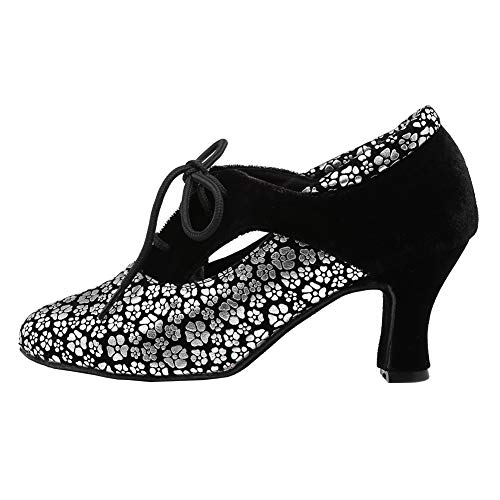 AOQUNFS Zapatos de Baile Latino Mujer Salsa y Bachata de Salon,YCL318-Plateado-4.5,EU 40