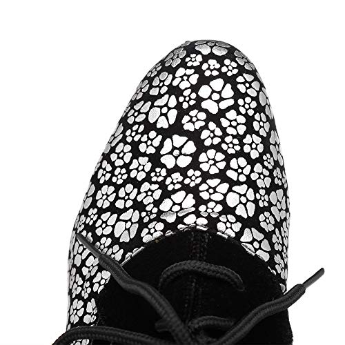 AOQUNFS Zapatos de Baile Latino Mujer Salsa y Bachata de Salon,YCL318-Plateado-4.5,EU 40