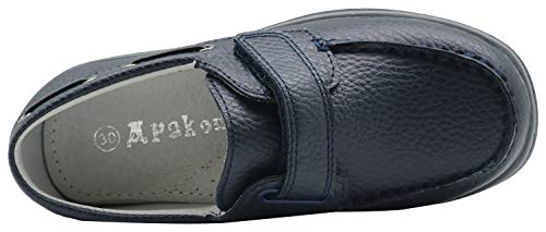 Apakowa Niños Clásicos Mocasines Planos Escolares Fiesta de Boda Zapato Negro Marrón Azul Marino