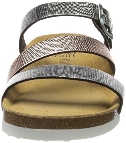 ARA Fidschi, Zuecos Mujer, Multicolor Plata Rosegld Antracita 12, 43 EU
