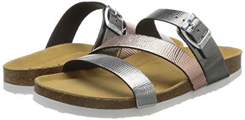ARA Fidschi, Zuecos Mujer, Multicolor Plata Rosegld Antracita 12, 43 EU