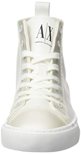 Armani Exchange High Top Cotton Sneakers, Zapatillas Altas para Mujer, Blanco (Op.White+Black Logo 00152), 37 EU