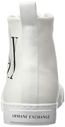 Armani Exchange High Top Cotton Sneakers, Zapatillas Altas para Mujer, Blanco (Op.White+Black Logo 00152), 37 EU