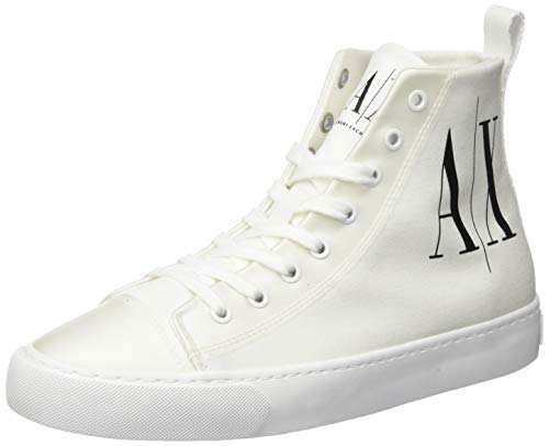 Armani Exchange High Top Cotton Sneakers, Zapatillas Altas para Mujer, Blanco (Op.White+Black Logo 00152), 37 EU