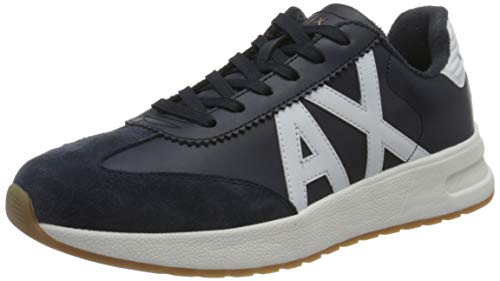 Armani Exchange Leather Suede Sneakers, Zapatillas Hombre, Navy Optic White, 40.5 EU