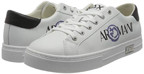 Armani Exchange Mina Cupsole Premium Low Top, Sneaker Mujer, OP.White+Black, 40 EU