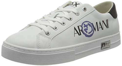 Armani Exchange Mina Cupsole Premium Low Top, Sneaker Mujer, OP.White+Black, 40 EU
