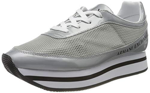 Armani Exchange Platform Sneakers, Zapatillas para Mujer, Plateado (Silver 00077), 39 EU