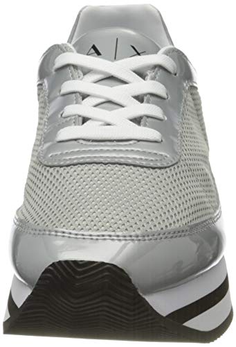 Armani Exchange Platform Sneakers, Zapatillas para Mujer, Plateado (Silver 00077), 41 EU
