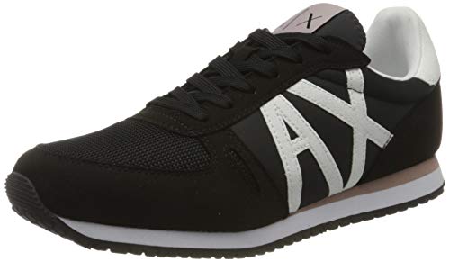 Armani Exchange Retro Running Sneakers, Zapatillas Mujer, Negro (Black+White A120), 36 EU