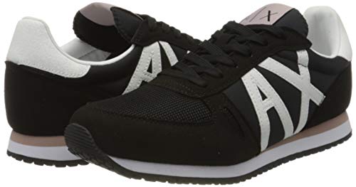 Armani Exchange Retro Running Sneakers, Zapatillas, Negro (Black+White A120), 35 EU