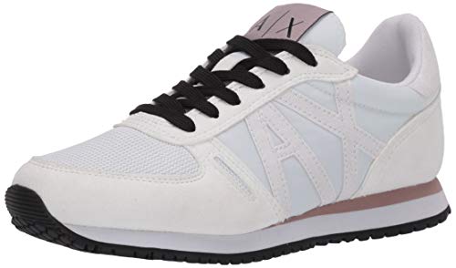 Armani Exchange Retro Running Sneakers, Zapatillas para Mujer, Blanco (Opt White+White A222), 38 EU